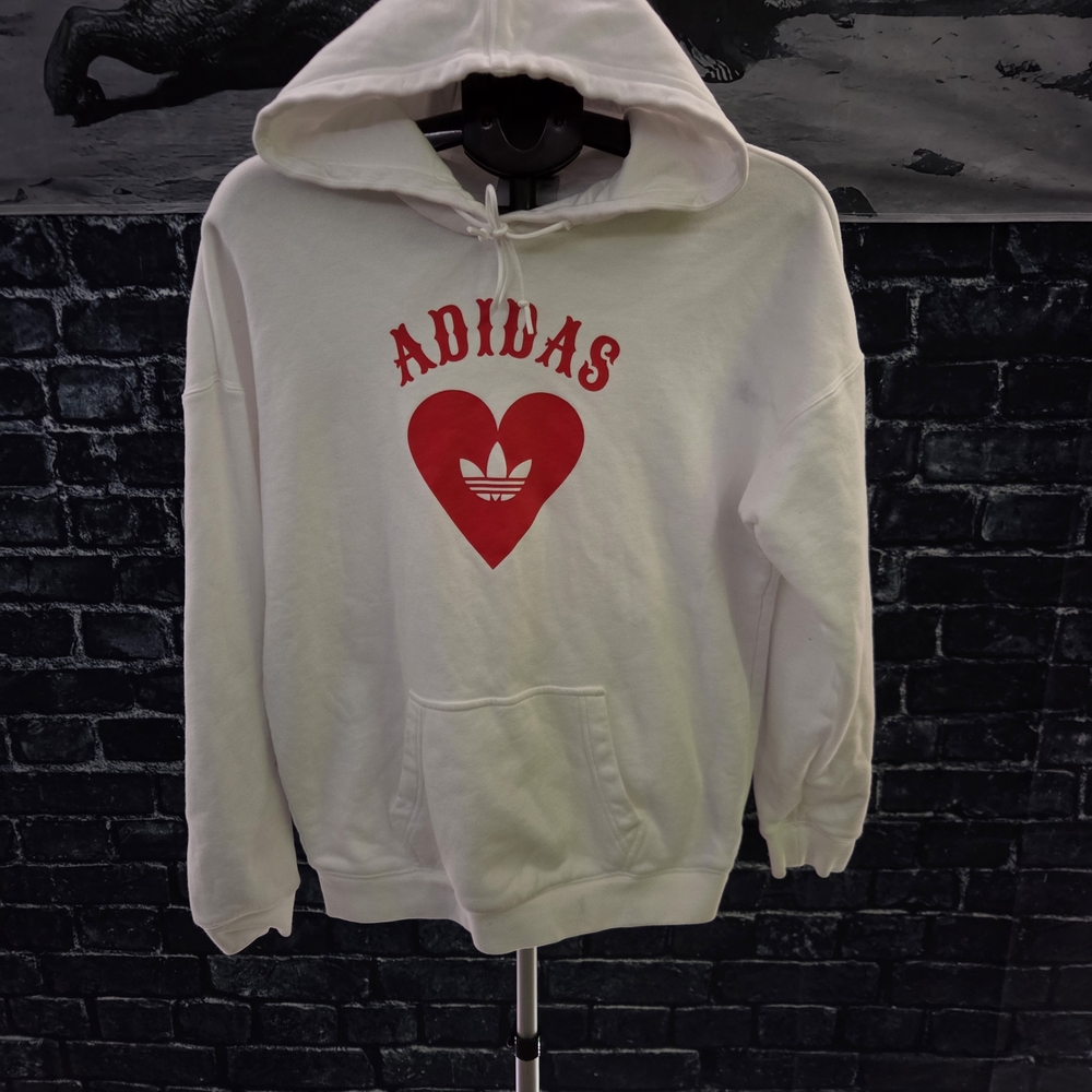 Adidas White Sweater with Red Heart Logo